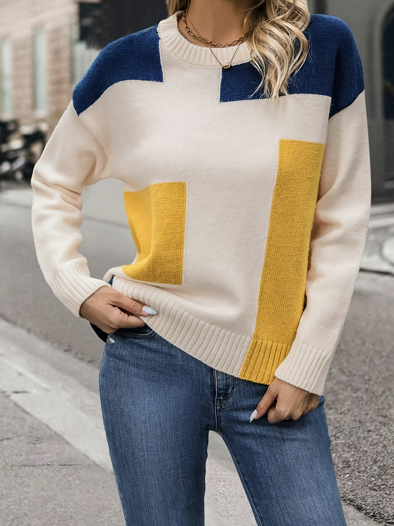 Gewaagde Colorblock Sweater - Zoë