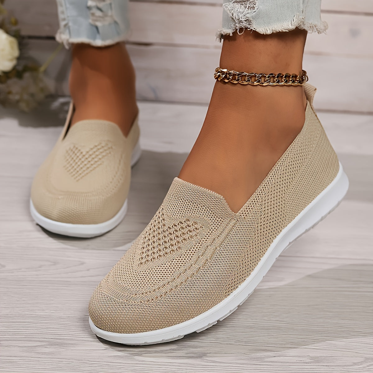 YASMINE | Effen Kleur Gebreide Sneakers voor Dames