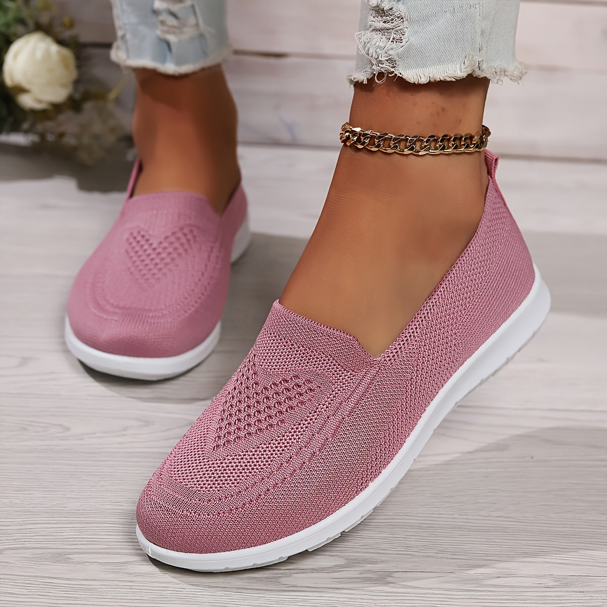 YASMINE | Effen Kleur Gebreide Sneakers voor Dames