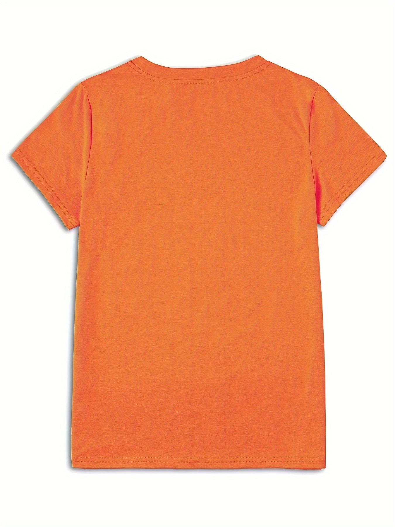 T-shirt met pompoengezicht, casual top met korte mouwen en ronde hals