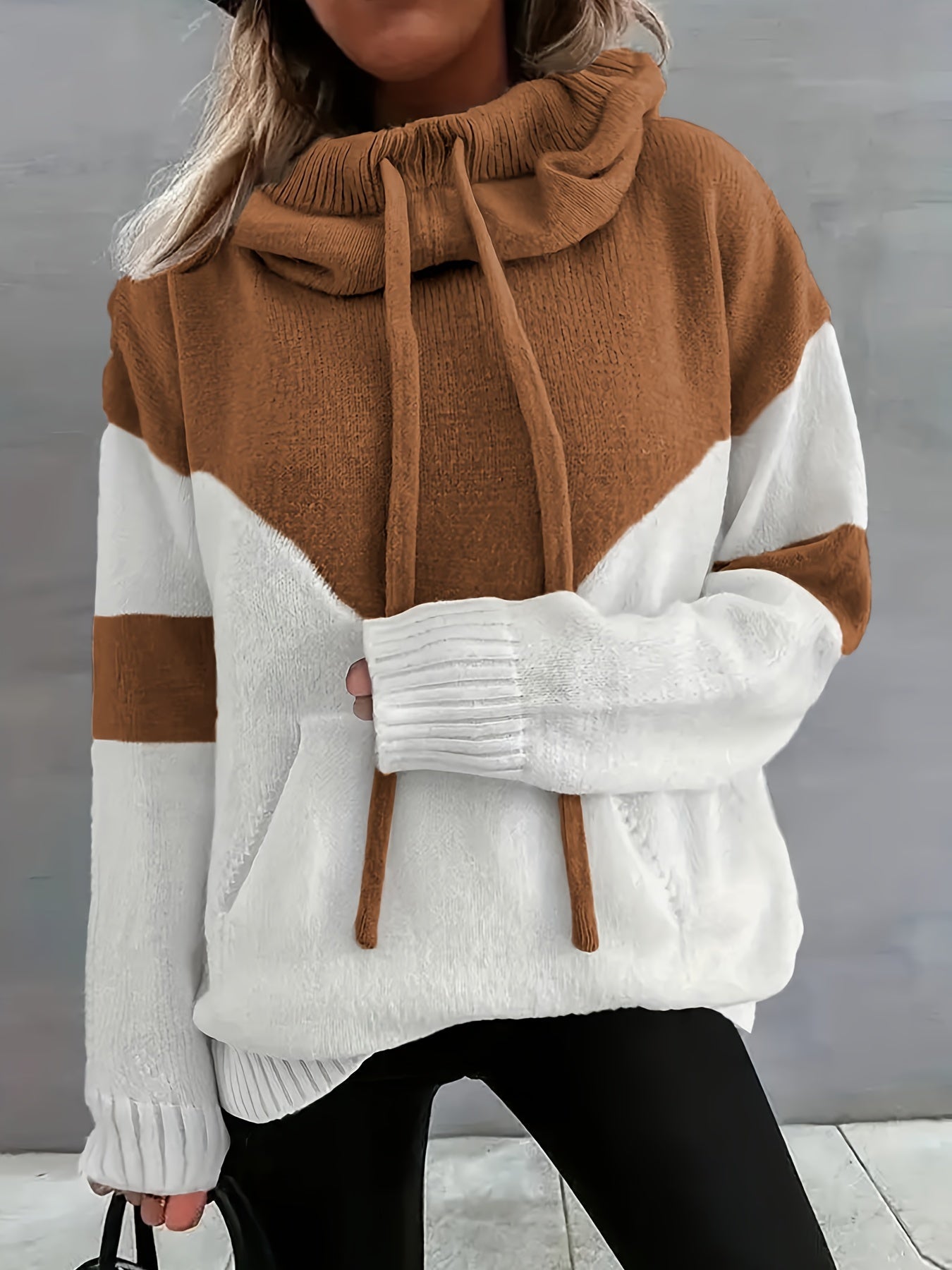 Abrikoos Colorblock Kapuzenpullover – Mila