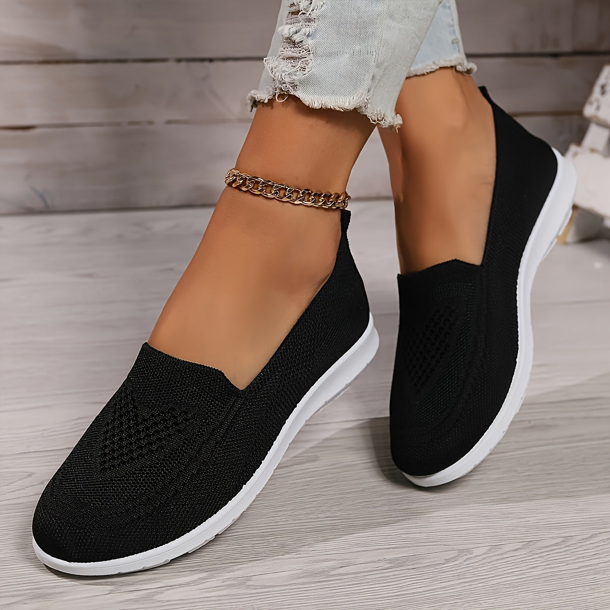 YASMINE | Effen Kleur Gebreide Sneakers voor Dames