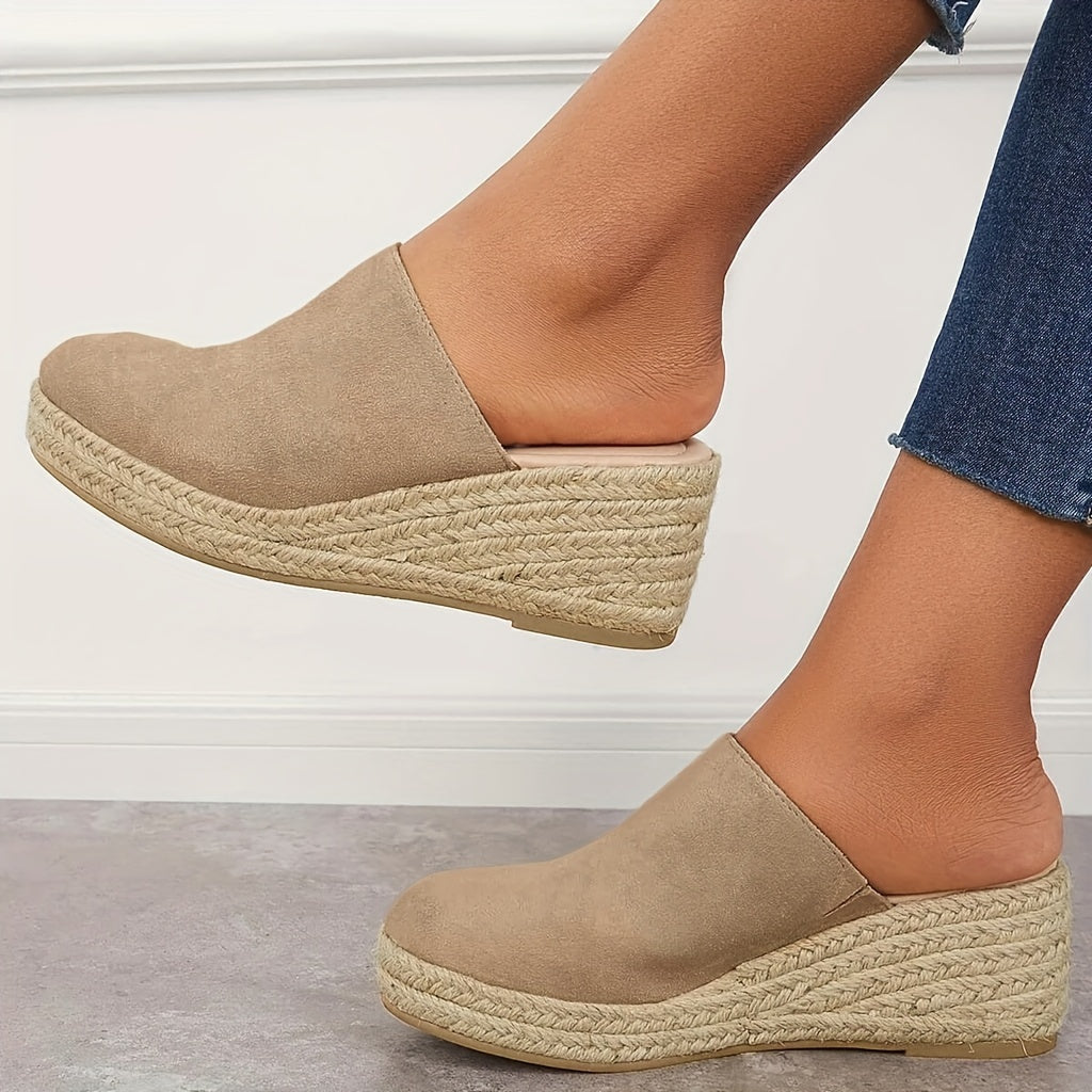 VALERIE | Espadrille sleehak sandalen, gesloten teen slip-on zomerschoenen