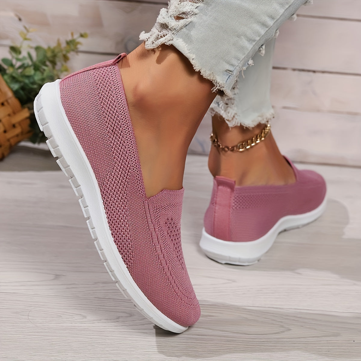 YASMINE | Effen Kleur Gebreide Sneakers voor Dames